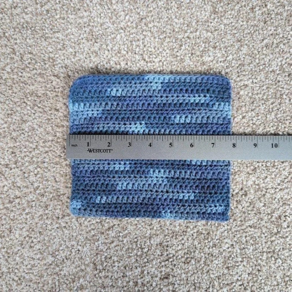 Handmade Crochet Washcloth Face Cloth Blue Camo Variegated‎ Cotton Kitchen Bath